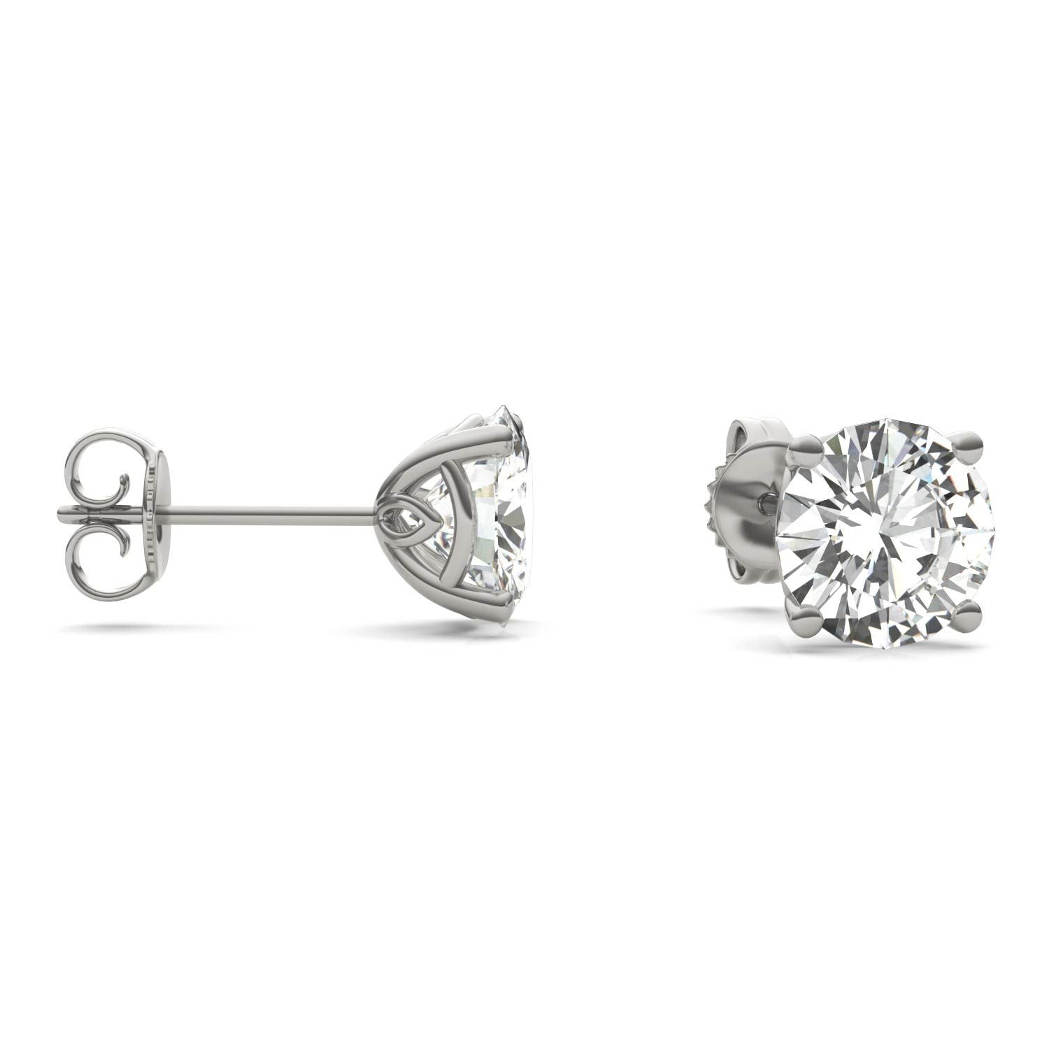 925 Sliver Round Cut Cubic Zirconia Solitaire Stud Earrings 2