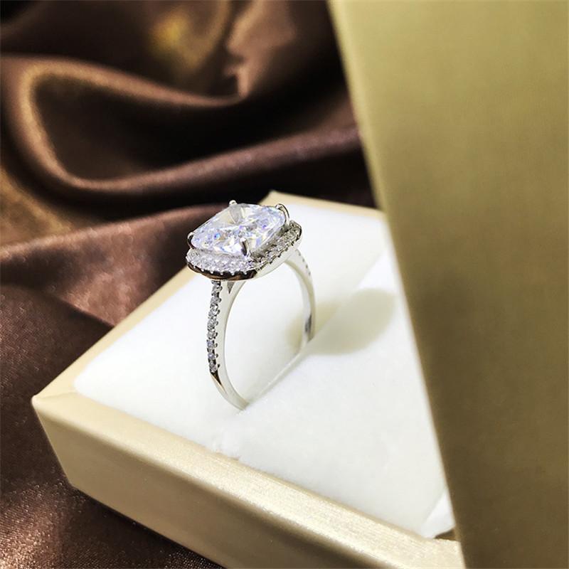 925 Sterling Silver Cushion Cut CZ Ring 8