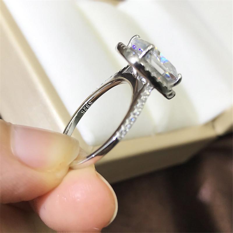 925 Sterling Silver Cushion Cut CZ Ring 9