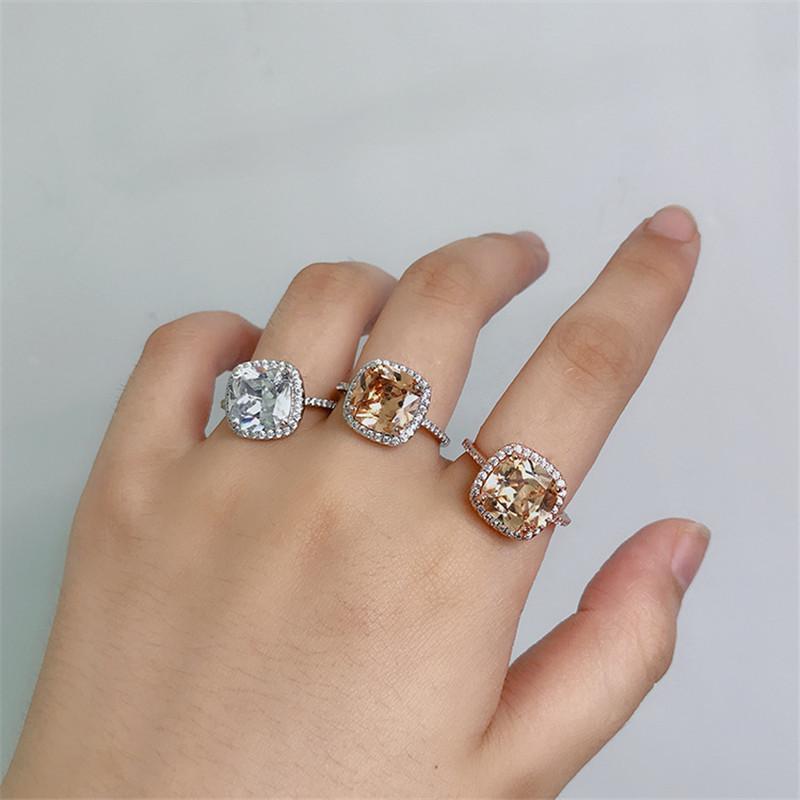 925 Sterling Silver Cushion Cut CZ Ring 6