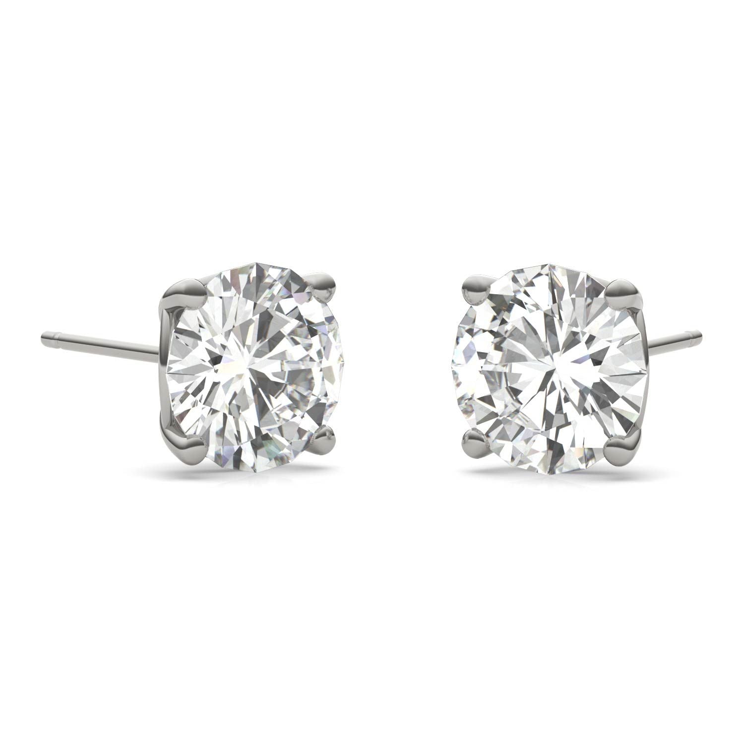 925 Sliver Round Cut Cubic Zirconia Solitaire Stud Earrings 4