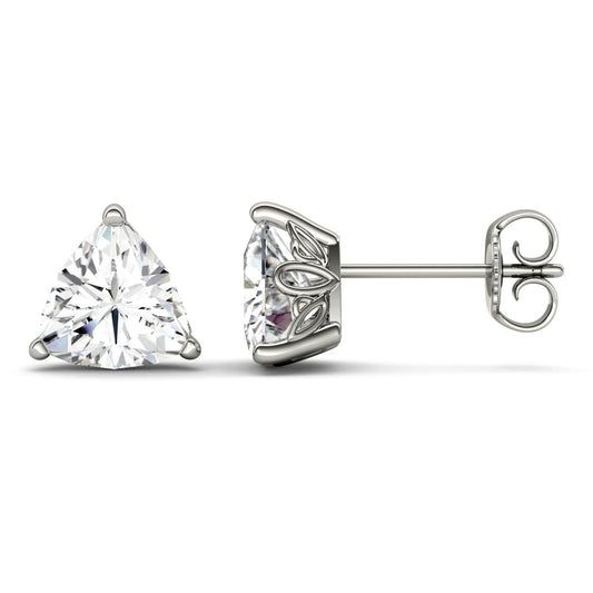 925 Sterling Sliver Trillion Moissanite Diamond Stud Earrings 1