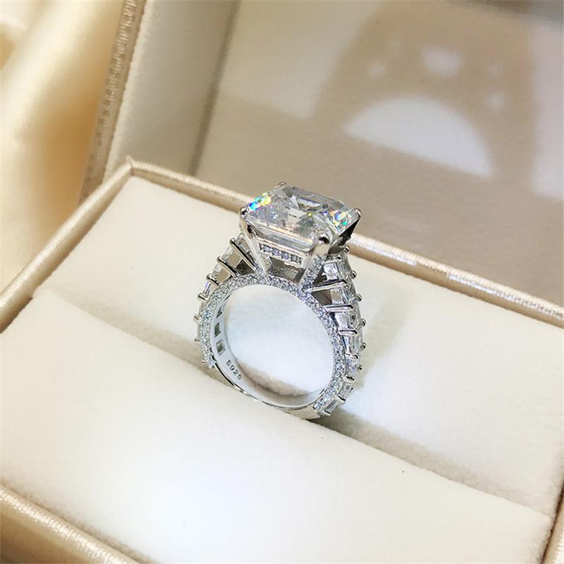 925 Sterling Silver Asscher Cut Created Diamond Ring 4