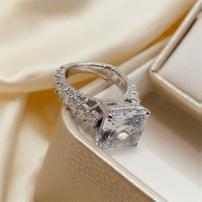 925 Sterling Silver Asscher Cut Created Diamond Ring 7