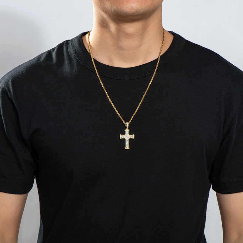 925 Sterling Silver Personalized Cross Hip Hop Long Chain Cool Pendant Necklace 18