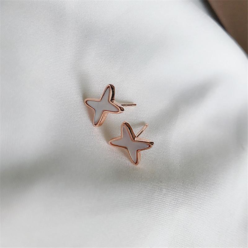 925 Sterling Silver Round Cut Cubic Zirconia Lucky Star Stud Earrings 7