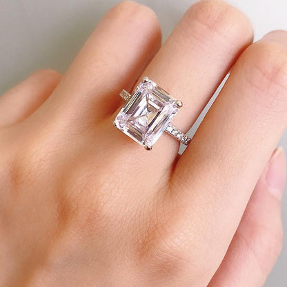 925 Sterling Silver Emerald Cut CZ Ring 2