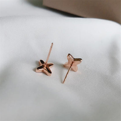 925 Sterling Silver Round Cut Cubic Zirconia Lucky Star Stud Earrings 8