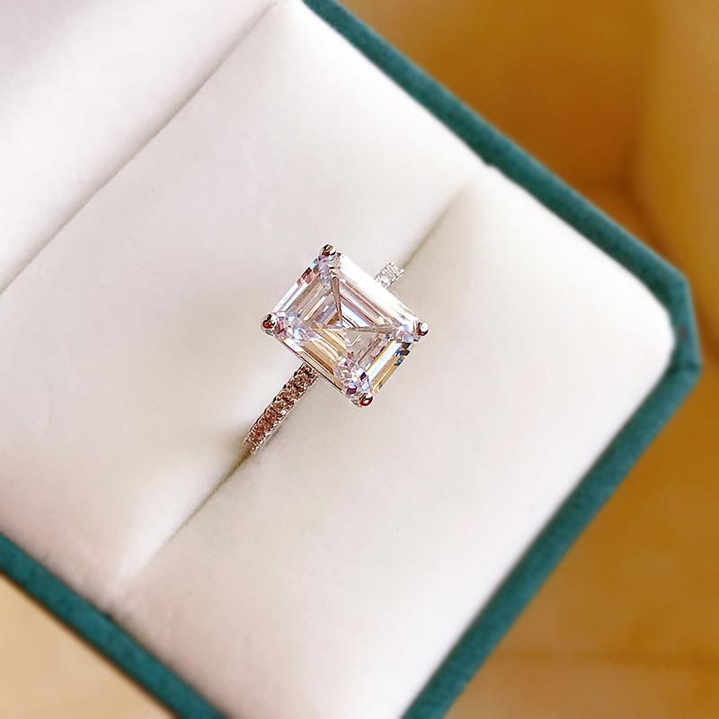 925 Sterling Silver Emerald Cut CZ Ring 3