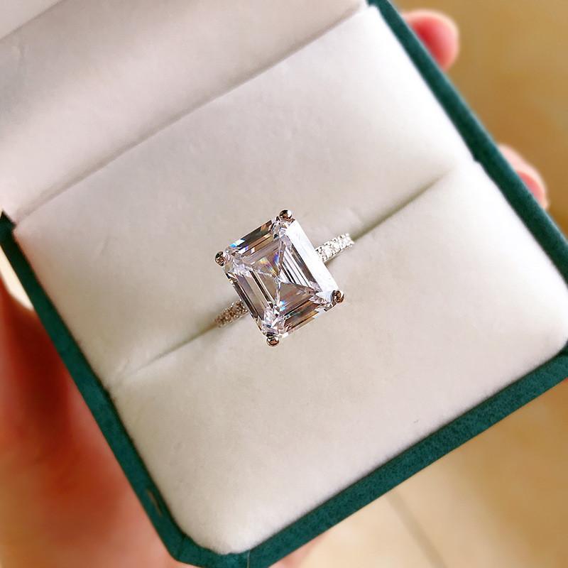 925 Sterling Silver Emerald Cut CZ Ring 4