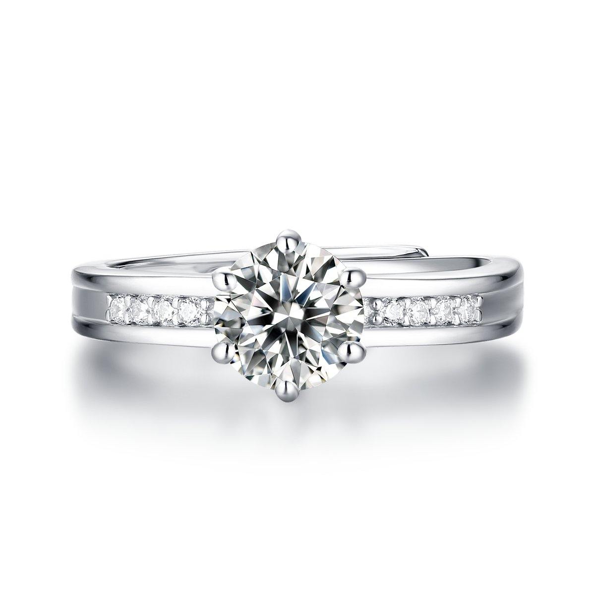 925 Sterling Silver Classic Round Brilliant Cut CZ Ring 5