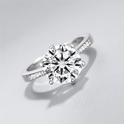 925 Sterling Silver Six Prong Round CZ Ring 5