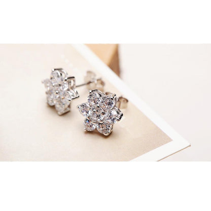 925 Sterling Silver Snowflake Design Created CZ Stud Earrings 3