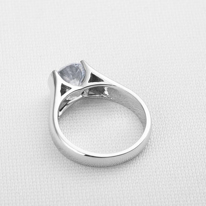 925 Sterling Silver Classic Round Created White CZ Ring 7