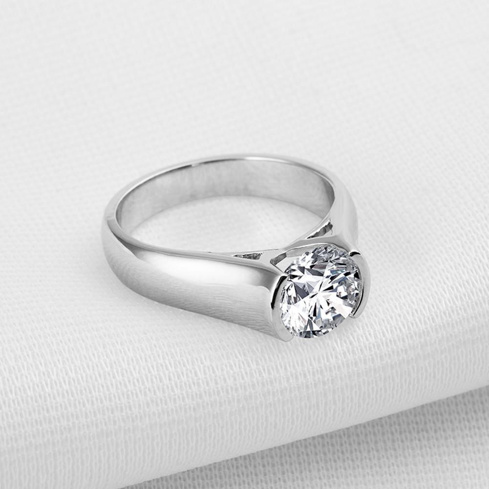 925 Sterling Silver Classic Round Created White CZ Ring 6