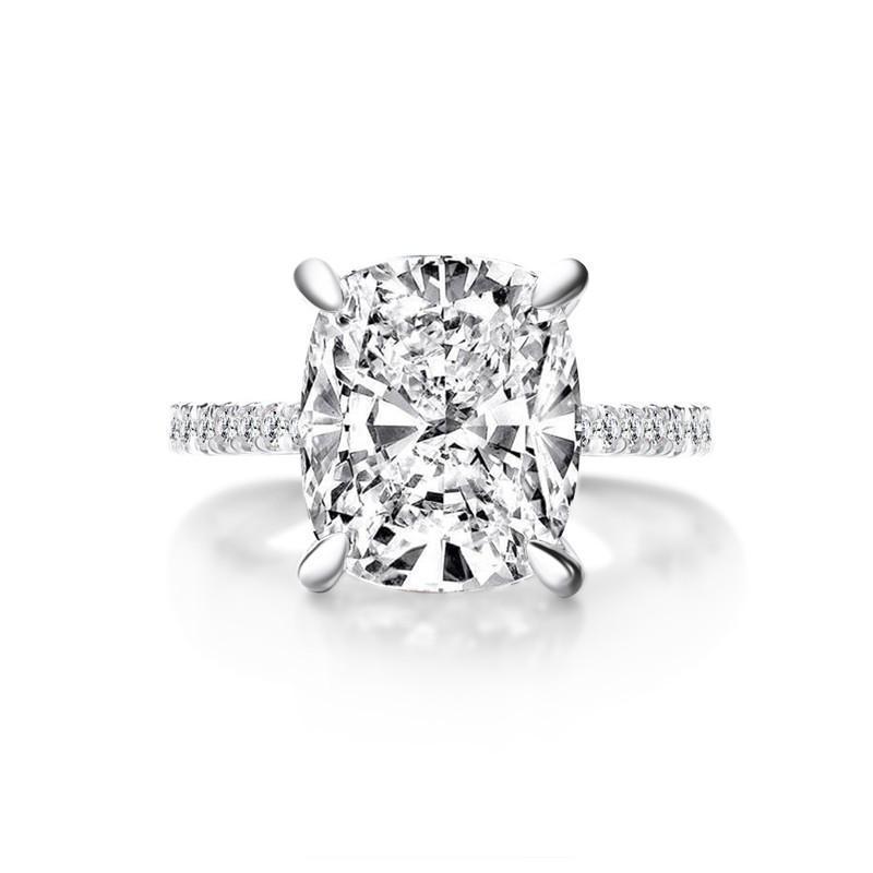 925 Sterling Silver Cushion Cut Created CZ Solitaire Wedding Engagement Ring 925 Sterling Silver 2