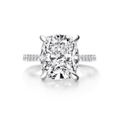 925 Sterling Silver Cushion Cut Created CZ Solitaire Wedding Engagement Ring 925 Sterling Silver 2