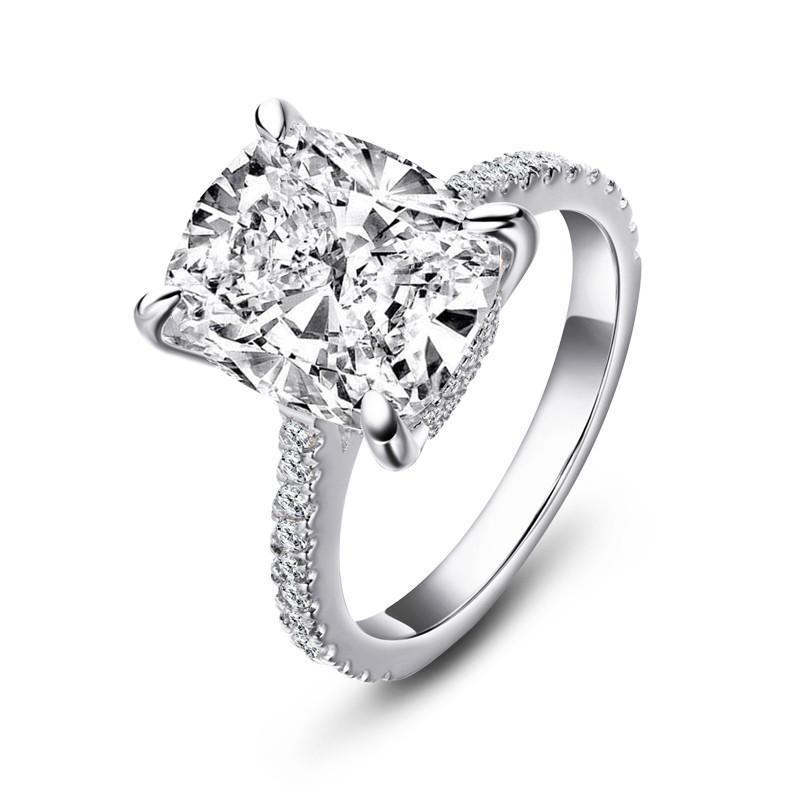 925 Sterling Silver Cushion Cut Created CZ Solitaire Wedding Engagement Ring 925 Sterling Silver 1