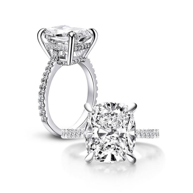 925 Sterling Silver Cushion Cut Created CZ Solitaire Wedding Engagement Ring 925 Sterling Silver 3