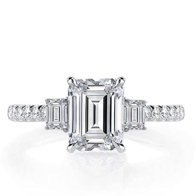 925 Sterling Silver Emerald Cut CZ Stone Ring 2