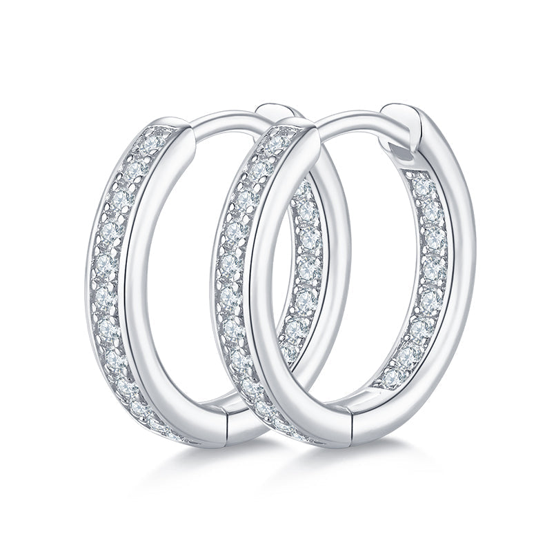 925 Sterling Silver Hoop-Shaped Single Row Earrings 1