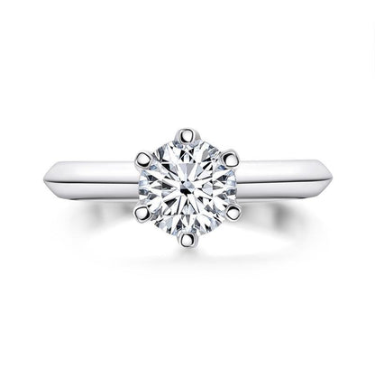 925 Sterling Silver Classic Round Cut CZ Solitaire Ring 16