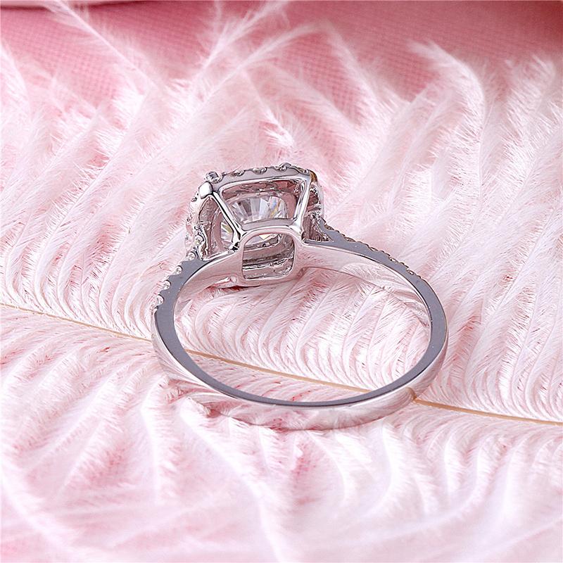 925 Sterling Silver Cushion Cut CZ Halo Ring 3