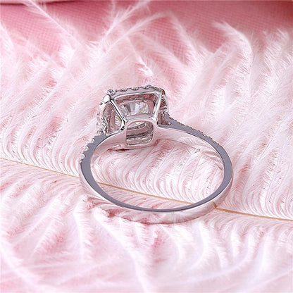 925 Sterling Silver Cushion Cut CZ Halo Ring 3