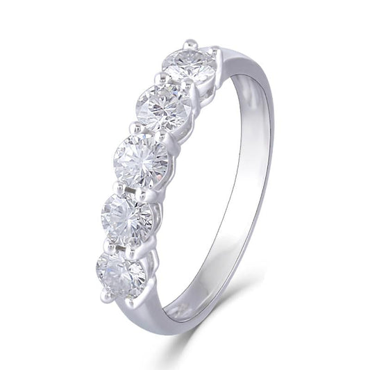 925 Sterling Silver Round Cut CZ 5-Stone Ring 1