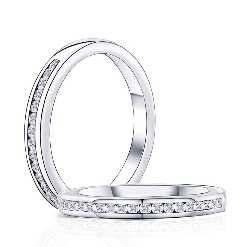 925 Sterling Silver Round Cut CZ Half Eternity Ring 1