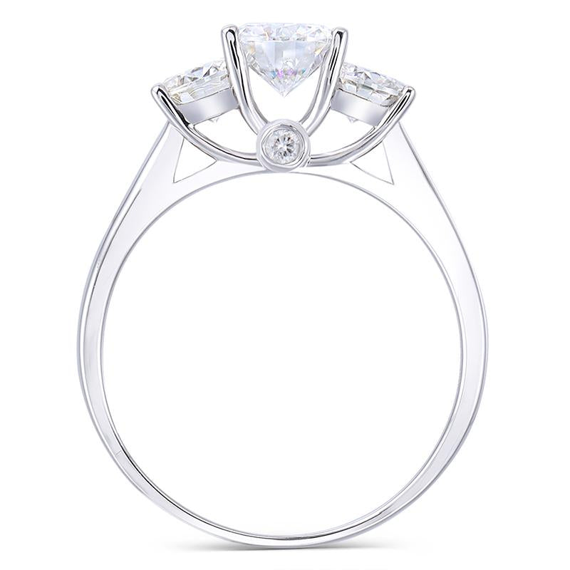 925 Sterling Silver Round Cut CZ Three Stone Ring 5