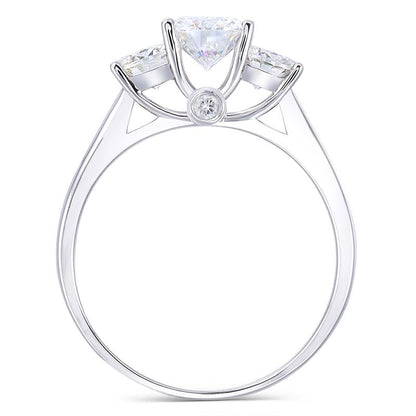 925 Sterling Silver Round Cut CZ Three Stone Ring 5