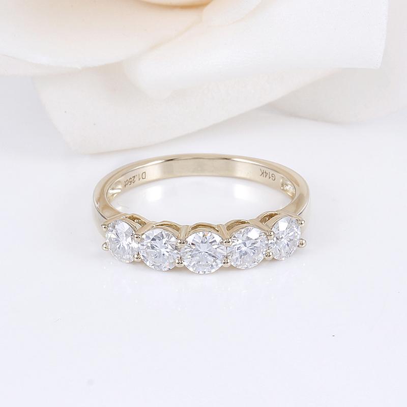 925 Sterling Silver Round Cut CZ 5-Stone Ring 7