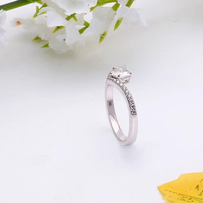 925 Sterling Silver Heart-shaped CZ Diamond Ring 7