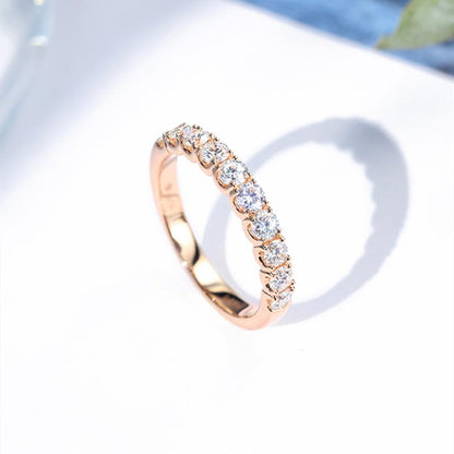 925 Sterling Silver Gold Round Cut CZ Half Eternity Ring 2