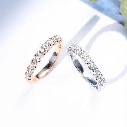 925 Sterling Silver Gold Round Cut CZ Half Eternity Ring 10