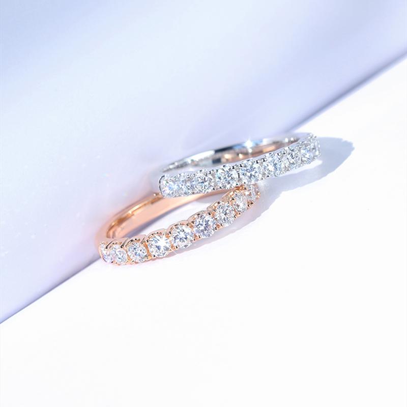 925 Sterling Silver Gold Round Cut CZ Half Eternity Ring 8