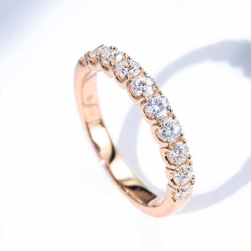 925 Sterling Silver Gold Round Cut CZ Half Eternity Ring 1