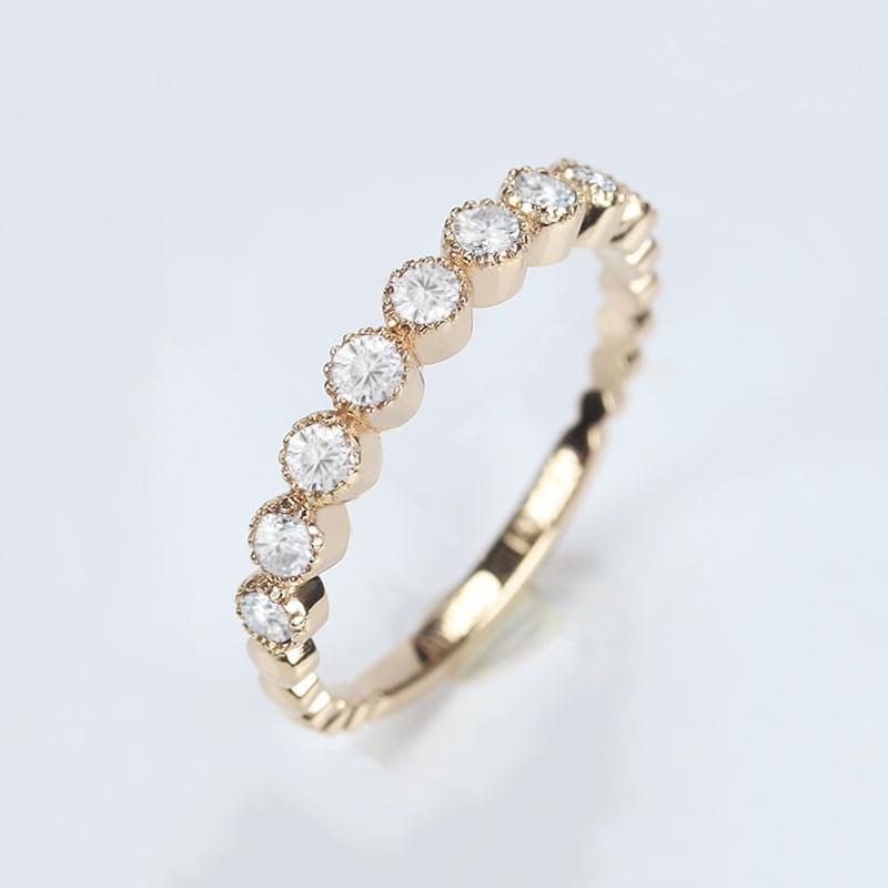 925 Sterling Silver Round Cut CZ Vintage Half Eternity Ring 6