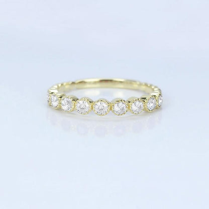 925 Sterling Silver Round Cut CZ Vintage Half Eternity Ring 5