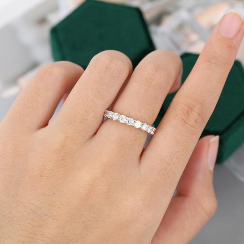 925 Sterling Silver Round Cut CZ Full Eternity Ring for Women 14