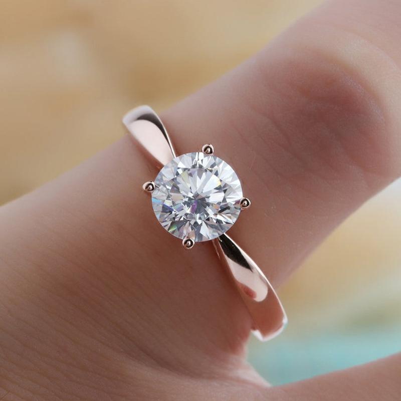 925 Sterling Silver Round Cut CZ Solitaire Ring 9