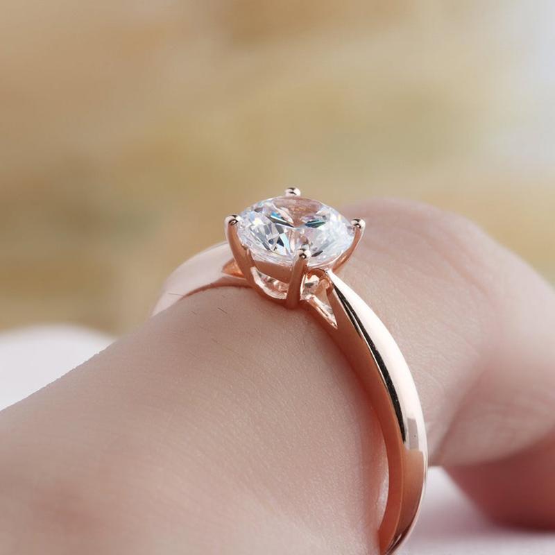 925 Sterling Silver Round Cut CZ Solitaire Ring 10