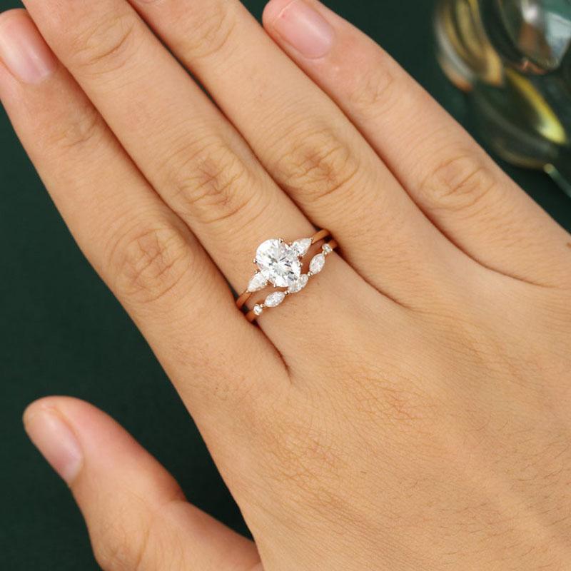 925 Sterling Silver Oval Cut CZ Bridal Ring 5