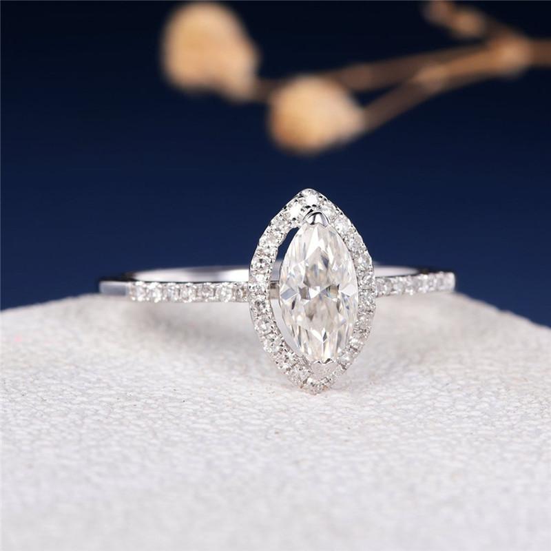 925 Sterling Silver Marquise Cut CZ Halo Ring 2