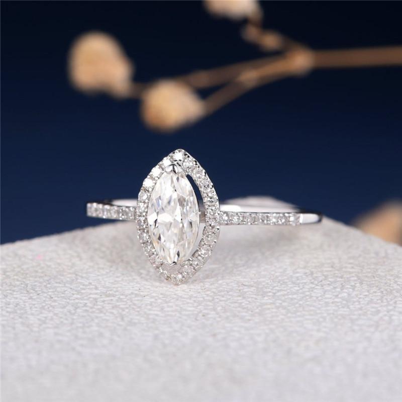 925 Sterling Silver Marquise Cut CZ Halo Ring 3