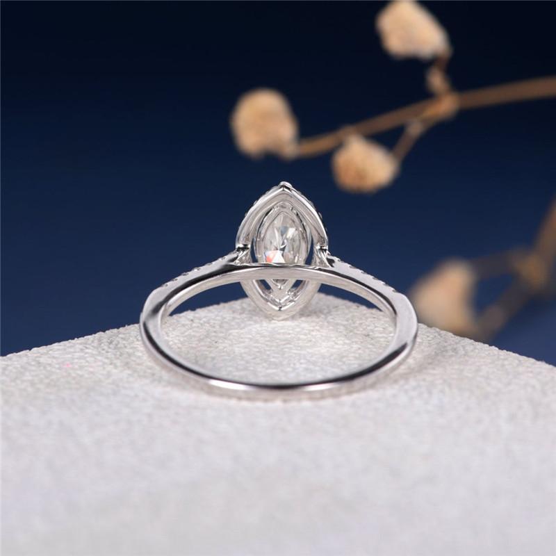 925 Sterling Silver Marquise Cut CZ Halo Ring 4