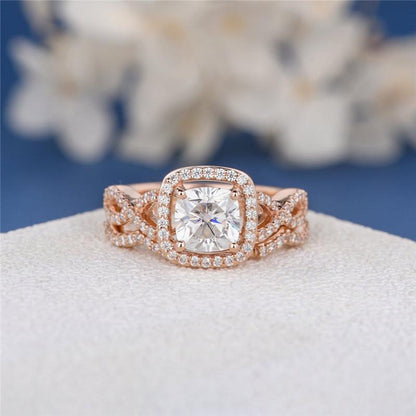 925 Sterling Silver Cushion Cut CZ Bridal Halo Ring 2