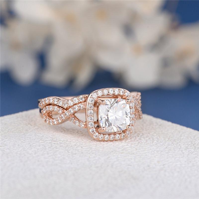 925 Sterling Silver Cushion Cut CZ Bridal Halo Ring 4