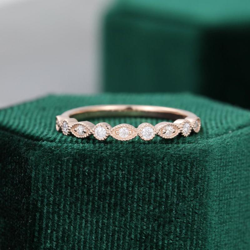 925 Sterling Silver Round Cut CZ Vintage Half Eternity Band Ring 1